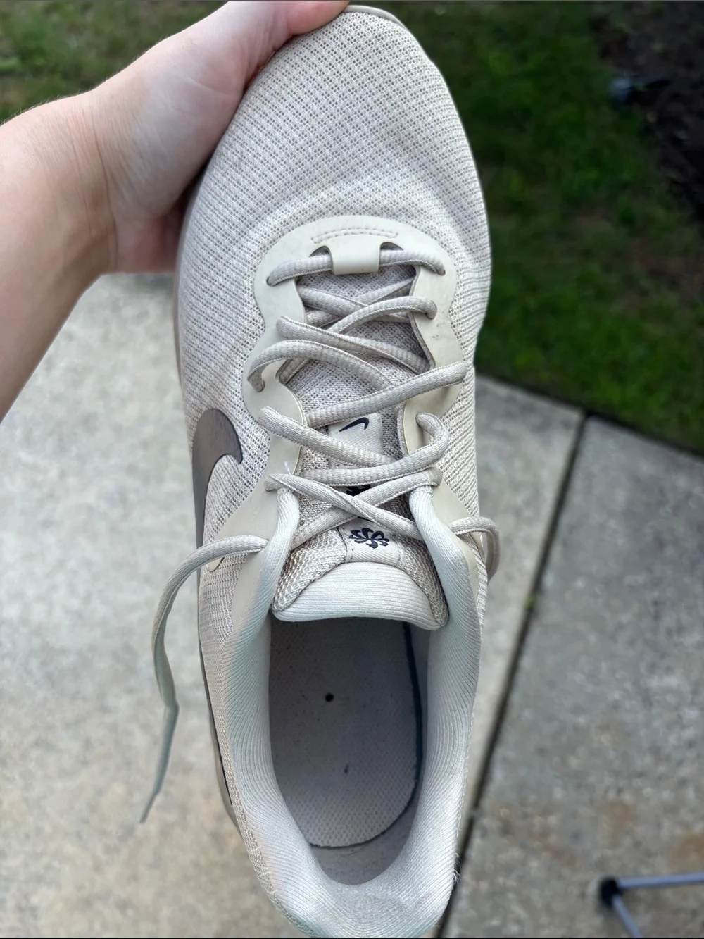Nike Cream Mesh Running Shoes with Black Swoosh